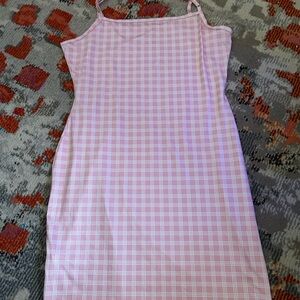 Pink Plaid Spaghetti Strap Dress